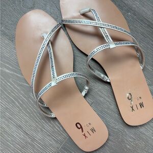 Mix No. 6 White Rhinestone Sandals